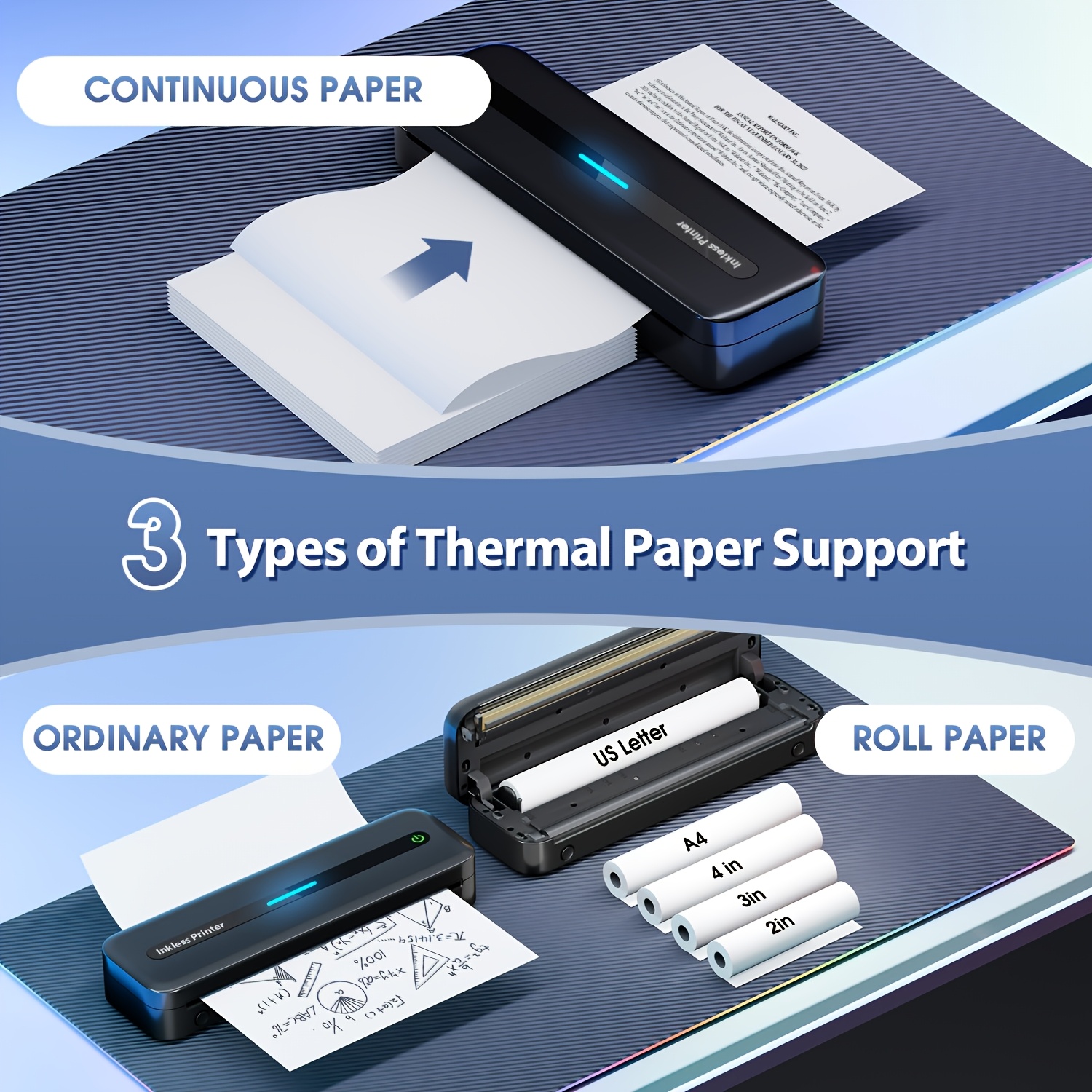   version m832 inkless portable printer 10 sheets 1 roll thermal paper mini printer compatible with mobile phones and laptops suitable for small offices schools home and travel use