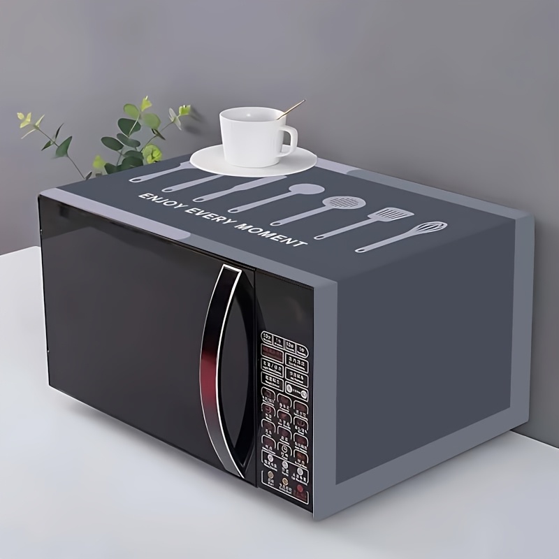 TEMU Gray Kitchenware Icons, Minimalist Patterned Printed Refrigerator Cover, Microwave Cover, Oven Cover, Washing Machine Lid Cloth, , Top Cover,