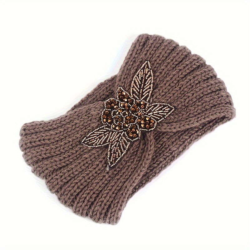 Image of Women's Beaded Floral Accessory Headband, Women'-weather Hairband, Hand-crocheted Hairband