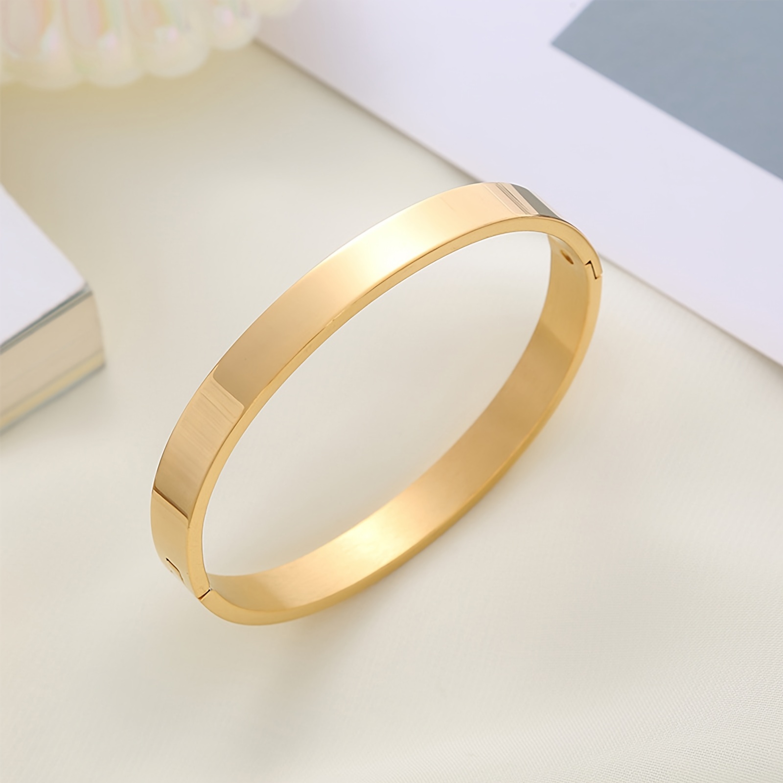1pc Open 6mm Bangle 304 304 Stainless Steel Men's And Women' Bangle Bangle Bracelet