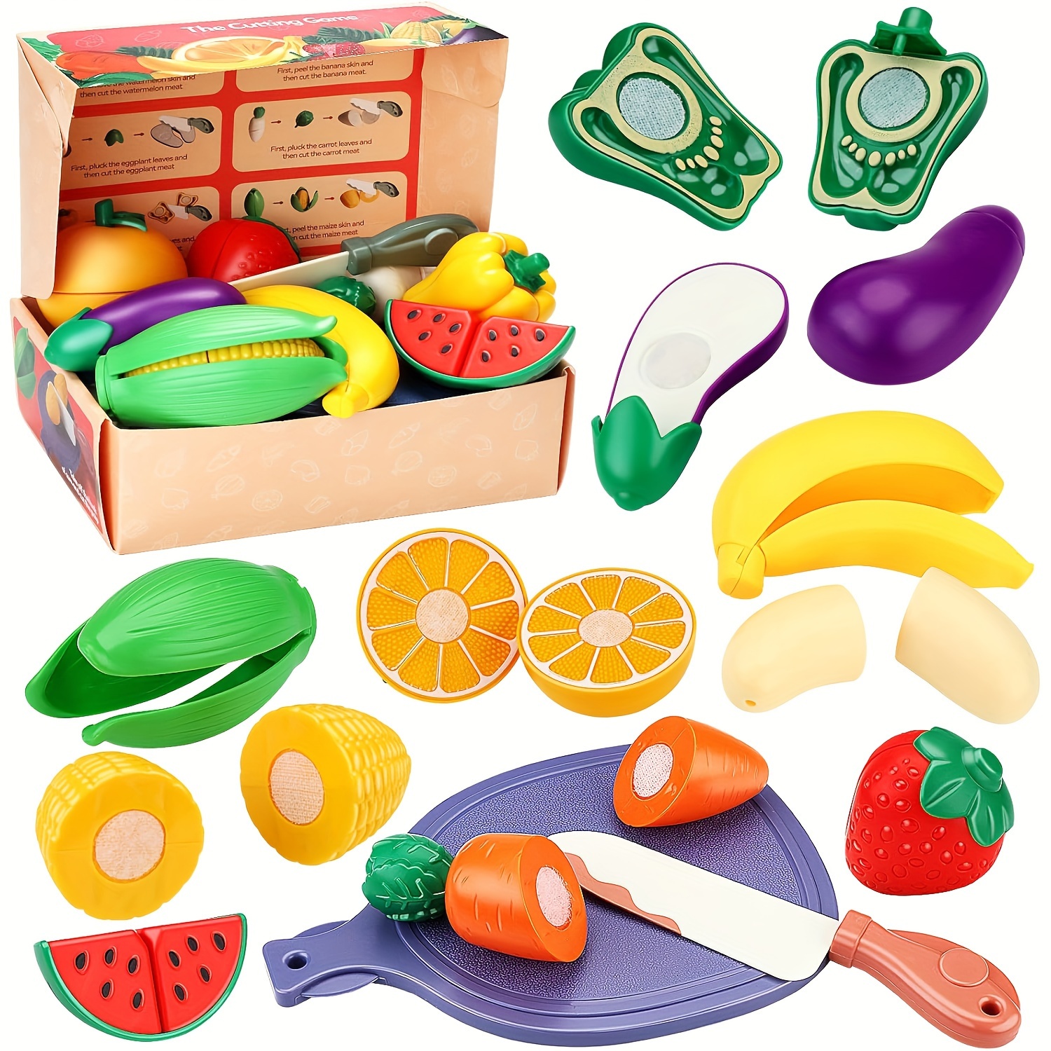 

Toiyeese Kids Play Kitchen Set With Cuttable Food, Fruits & Vegetables - Abs Pretend Play Cooking Toys For Children 3-6, Educational Role Play Gift For Early