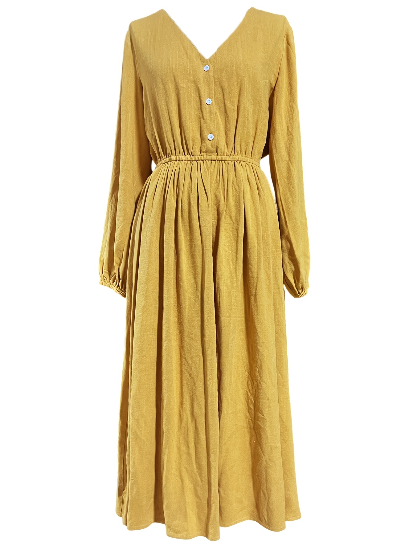 flared linen long sleeve dress spring picnic tea party waist - Temu United  Arab Emirates