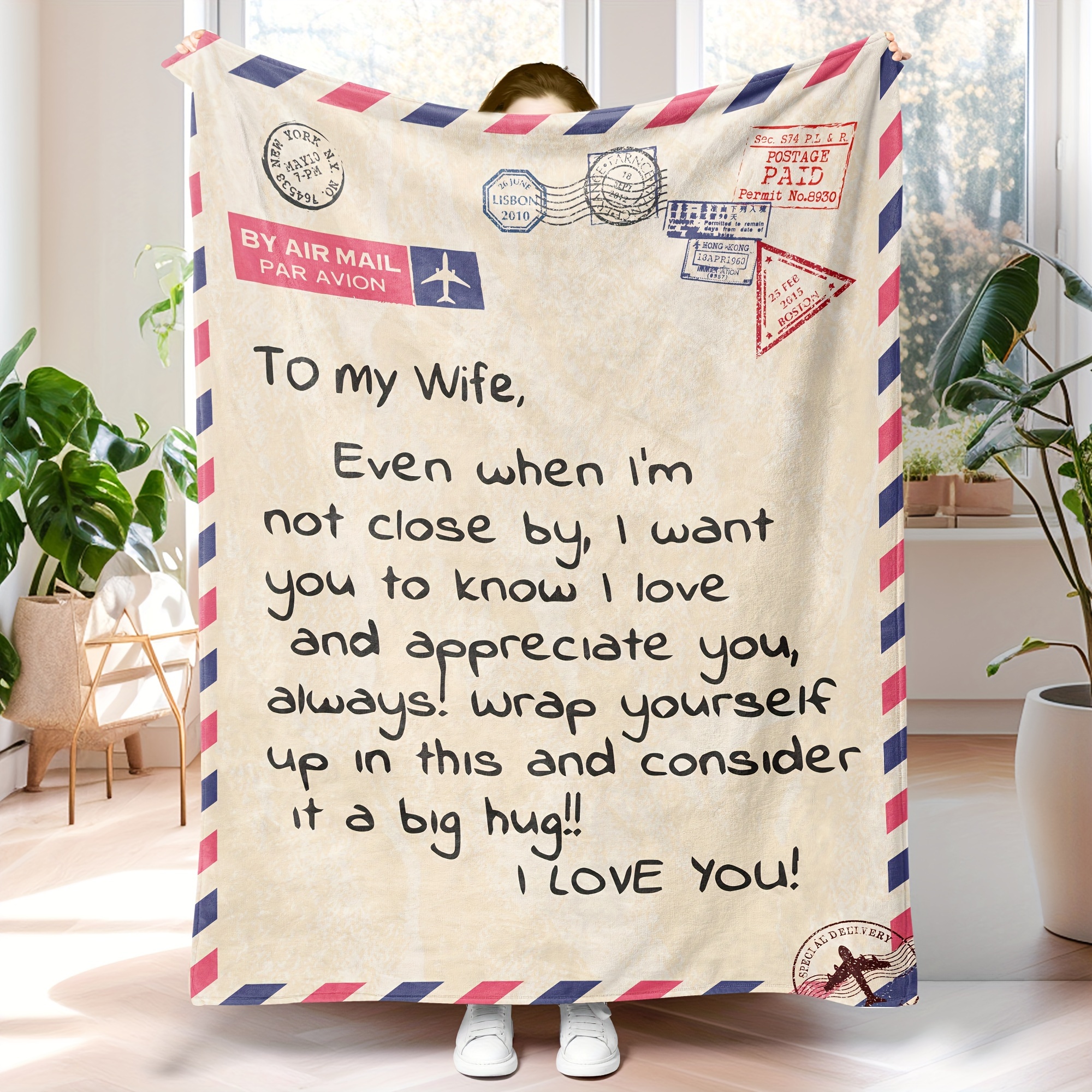 

1pc Envelopes Throw Blanket Gifts To Wife Birthday Customized Warm Greetings Napping Office Home Bed Sofa