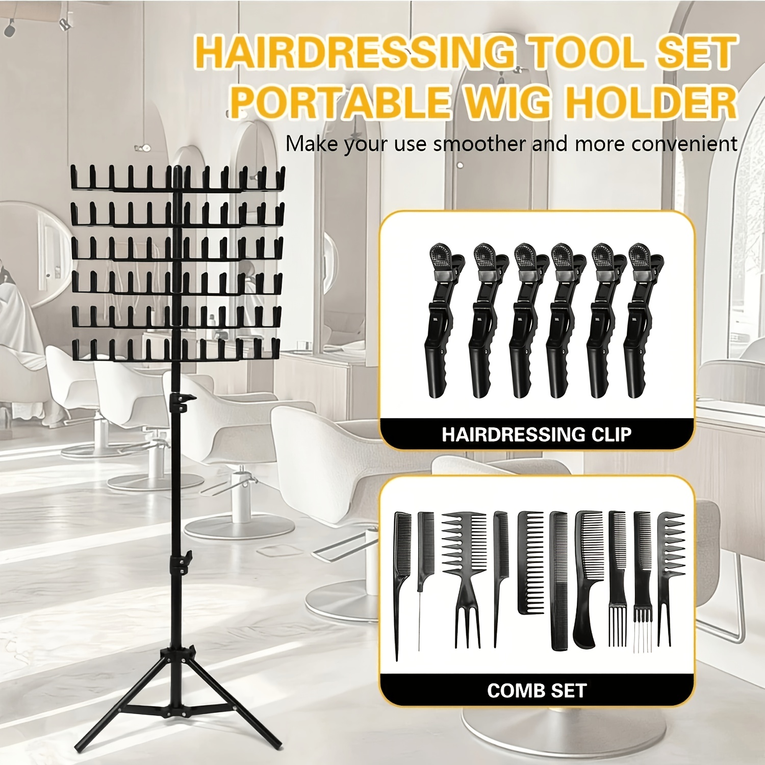 TEMU Wig Braid Holder Set, Braid Holder Vertical Hair Extension Stand, Height Adjustable Storage Rack, Free Braid Tool Set For Braid Separator Stand