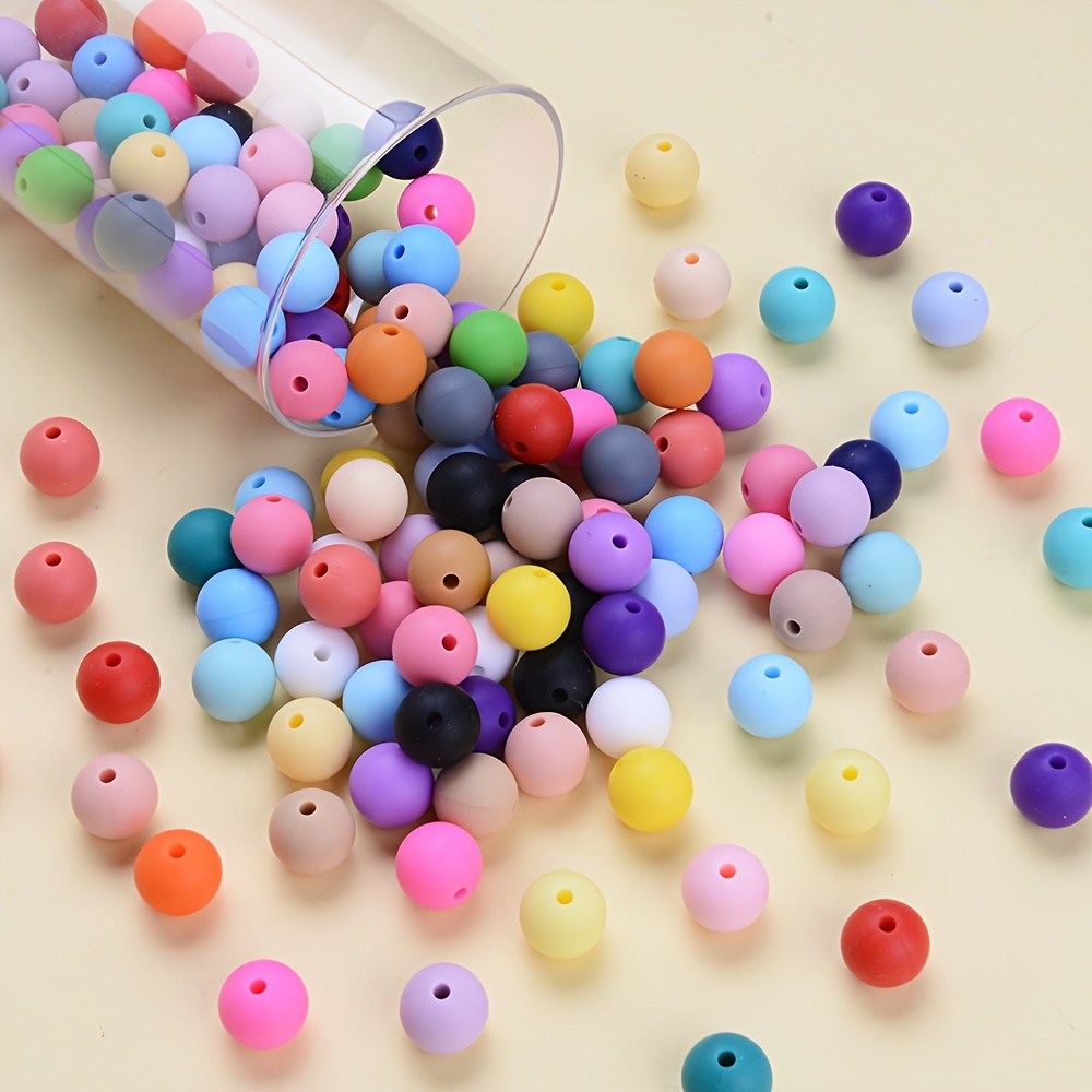 40pcs soft silicone bead set keychains 12mm assorted colors Temu