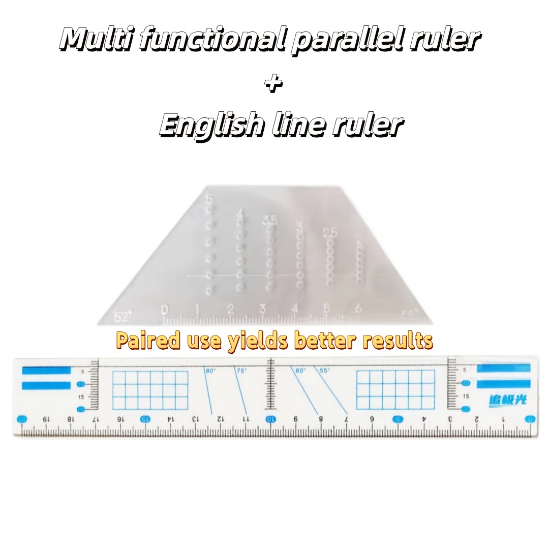 TEMU Parallel Ruler Compatible For Er/es Spencerian Script, English Cursive & Writing Practice With , Staff For Calligraphy,, Office, Music Notation