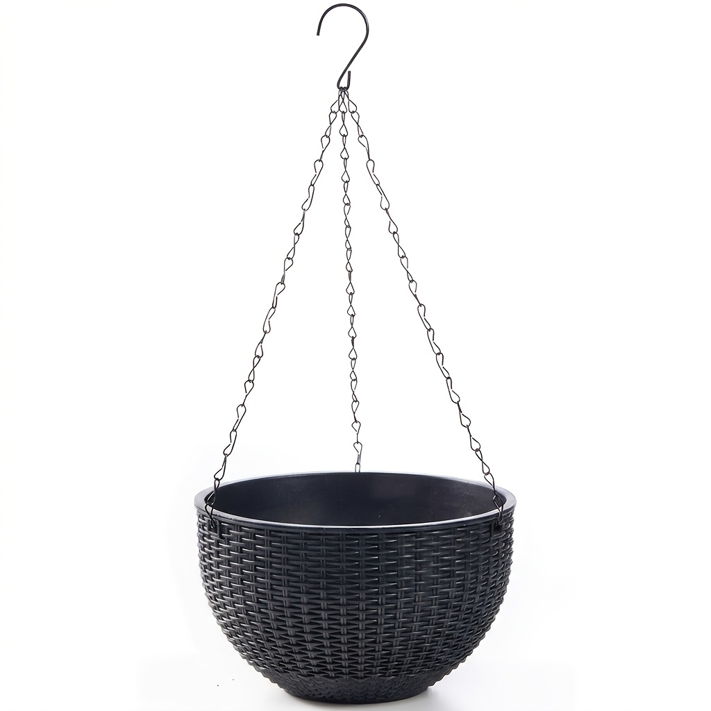 one   double layer wicker hanging planter featuring independent drainage for each layer to avoid     with strong chain hooks ideal for   living rooms and   indoor and outdoor planting