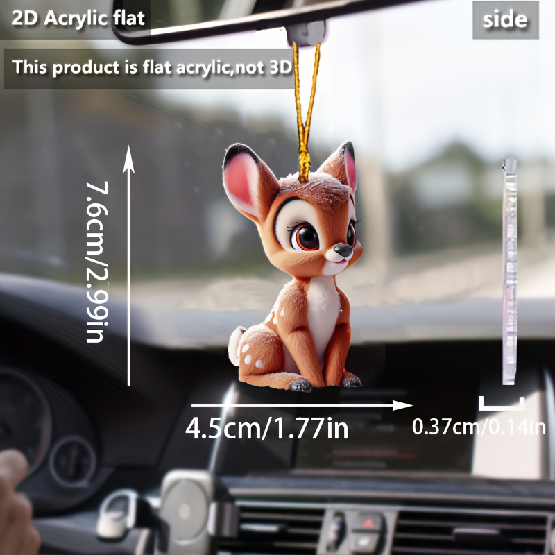 

Charming Sika Deer Acrylic Car Mirror Charm - Unique & Creative Interior Accessory, Perfect For Bags Or Purses