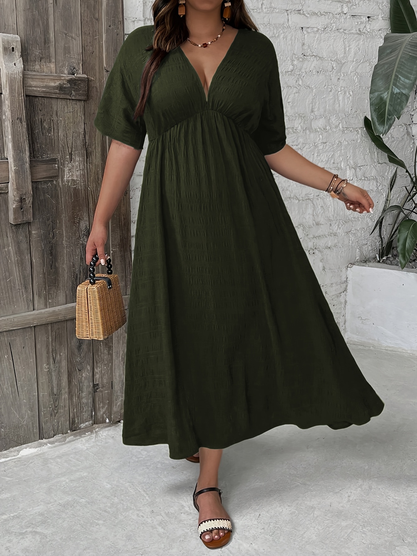 plus size dark green maxi dress Twist-Front Long Plus-Size Prom Dress 7497C Hunter Green / 16