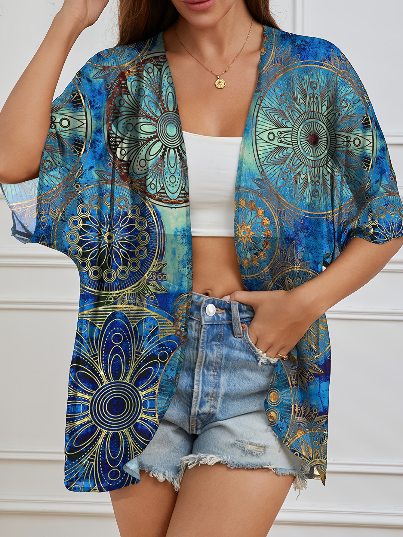 Kimono Donna Camicia Con Maniche A Kimono Camicia Con Stripes E