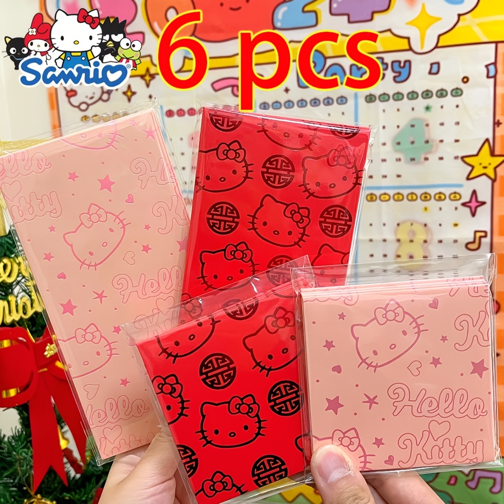 

6pcs Sanrio Hello Kitty Red Envelopes - Cute Cartoon Designs With , Paper Material, Christmas & Lunar New Year Gifting, Hello Kitty Gifts, Sanrio