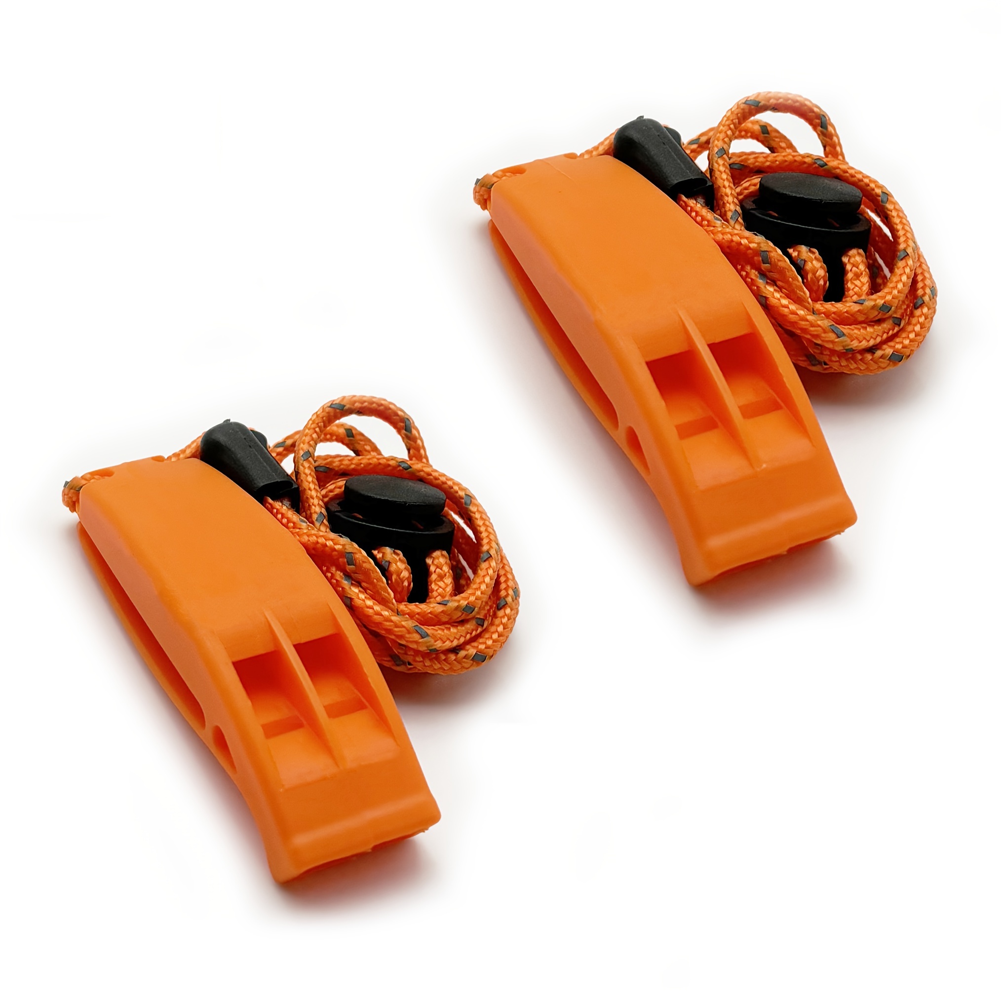 2pcs Pp Material Dual-chamber Emergency Whistle With Lanyard For Safety Camping, Hiking, Mountaineering, Hunting, Survival, And Rescue Signaling