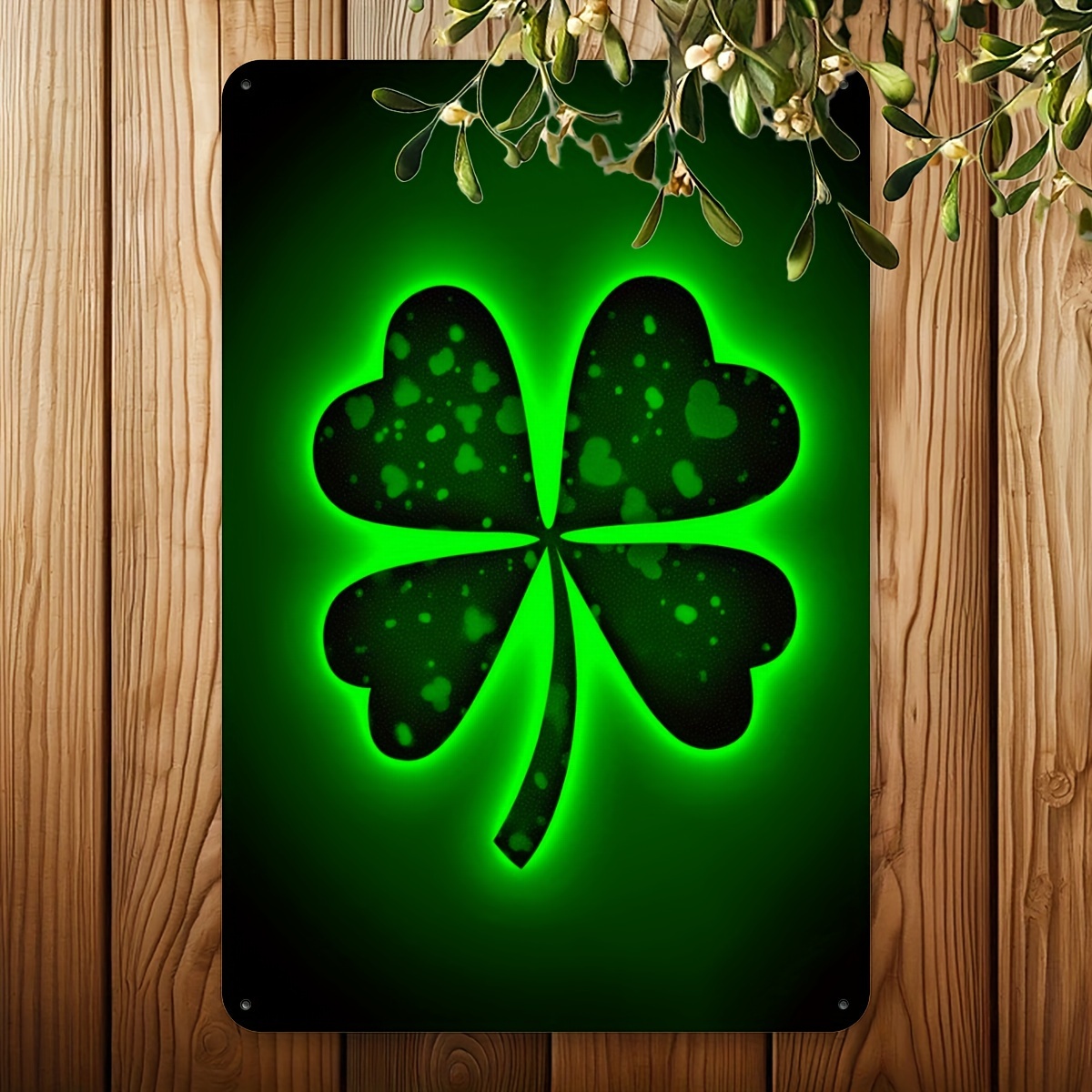 TEMU Retro Clover Metal Sign - 20.32x30.48 Cm -the-dark Wall Decoration For Indoor And Outdoor Use, Ideal For Home, Office, Café, Or Garage, Outdoor