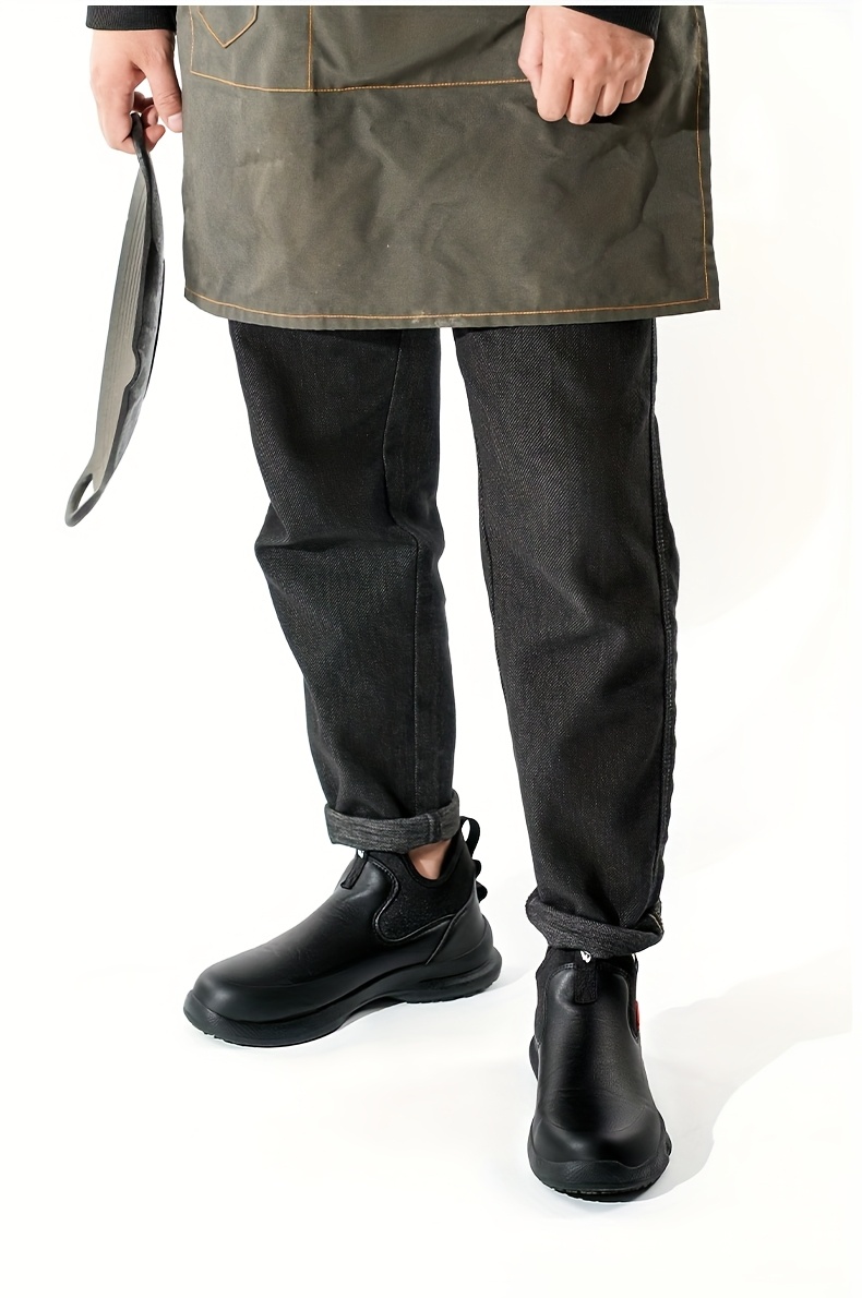 mens slip on chef shoes anti slip durable rubber sole ultra thick   traction   calf ankle support fabric lined   for kitchen outdoor commuting solid   kitchen shoes Product details 15