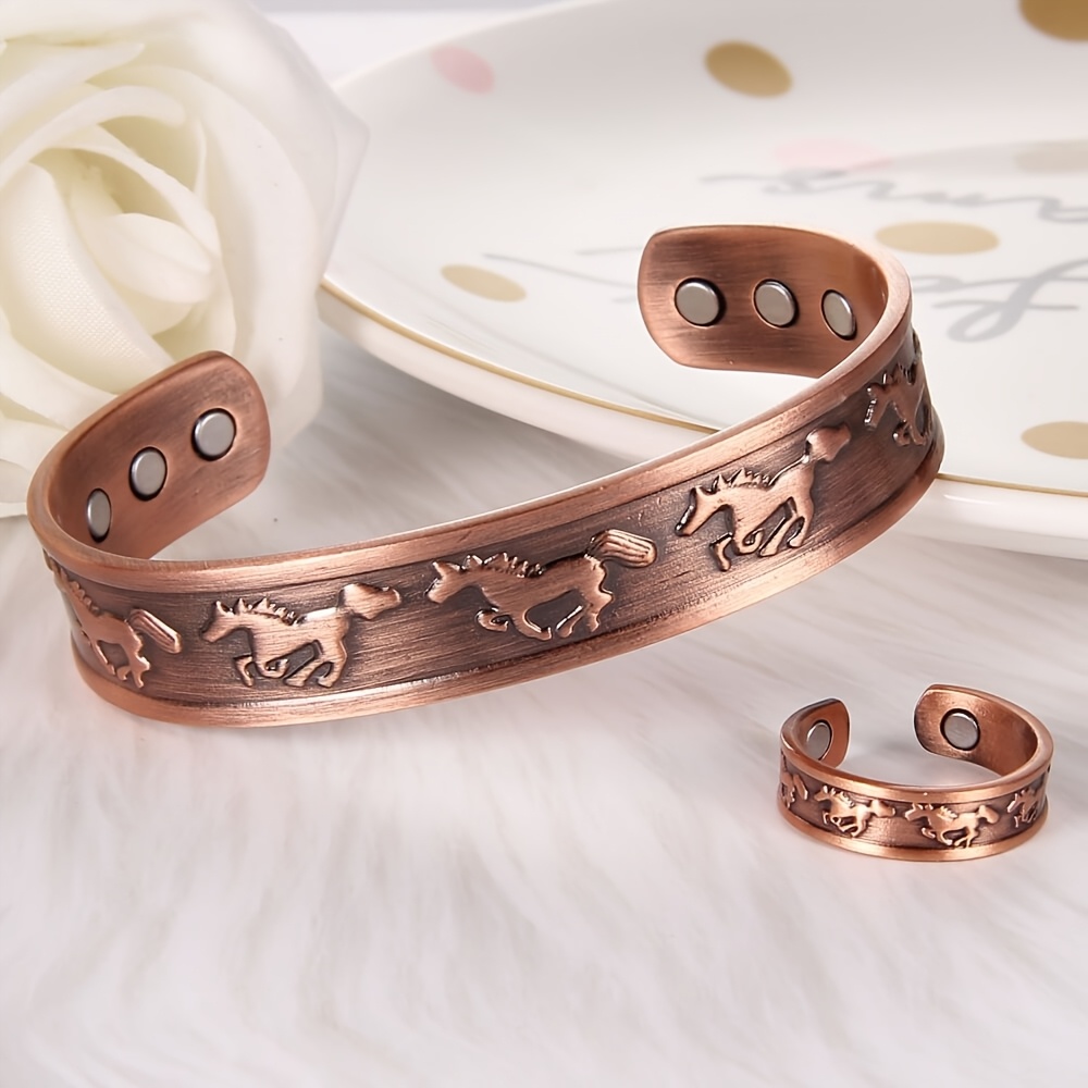 

1 Set Copper Jewelry, Bracelet And , Hypoallergenic Copper, , For Women And Men