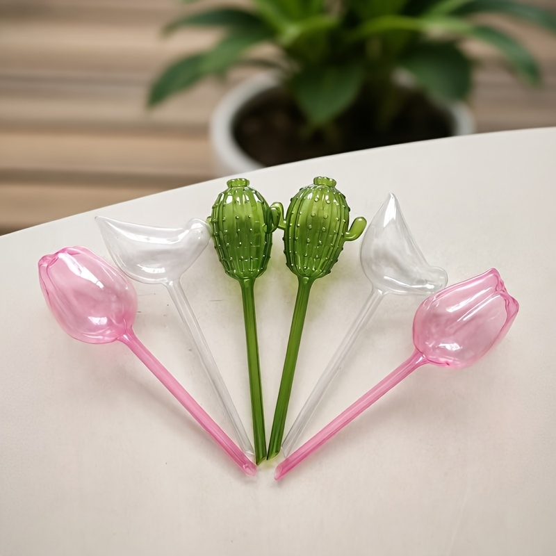 TEMU Mixed 6pcs Cactus Tulip Bird 3 Styles 2pcs Each Watering Cans Lazy Automatic Watering Tool Garden Watering Can For Gardening And Lawn Care Home
