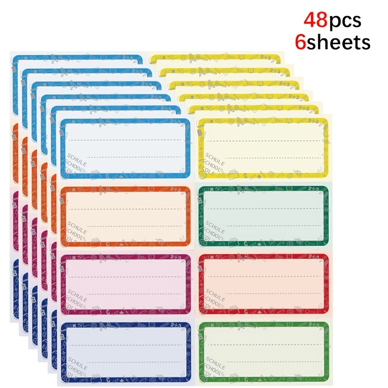 TEMU Paquete de 48 etiquetas adhesivas para , etiquetas de para escribir, 8 colores, aptas para escuelas, , almacenes, residencias de ancianos,