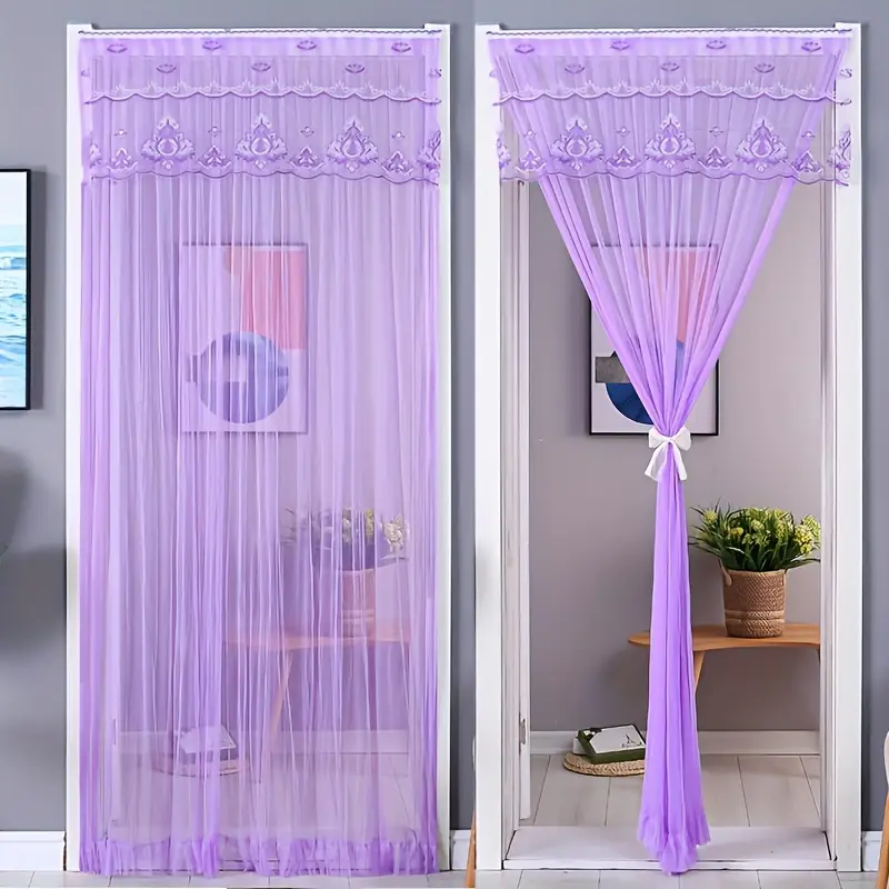 elegant lace embroidered door curtain mosquito fly barrier - Temu