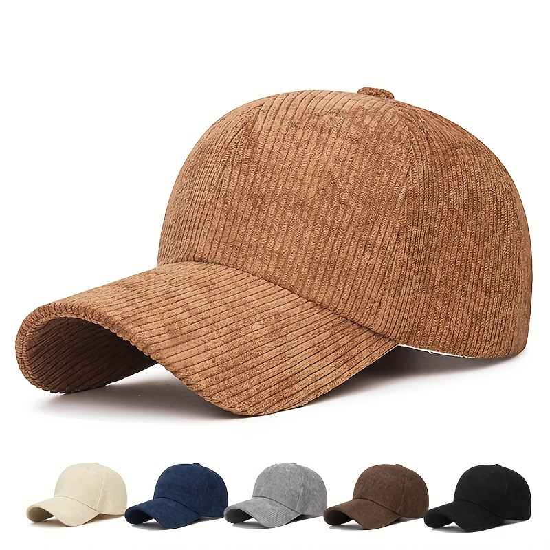 

Corduroy Baseball Cap - Soft, For Autumn & Winter | Solid Color Sun Protection Hat