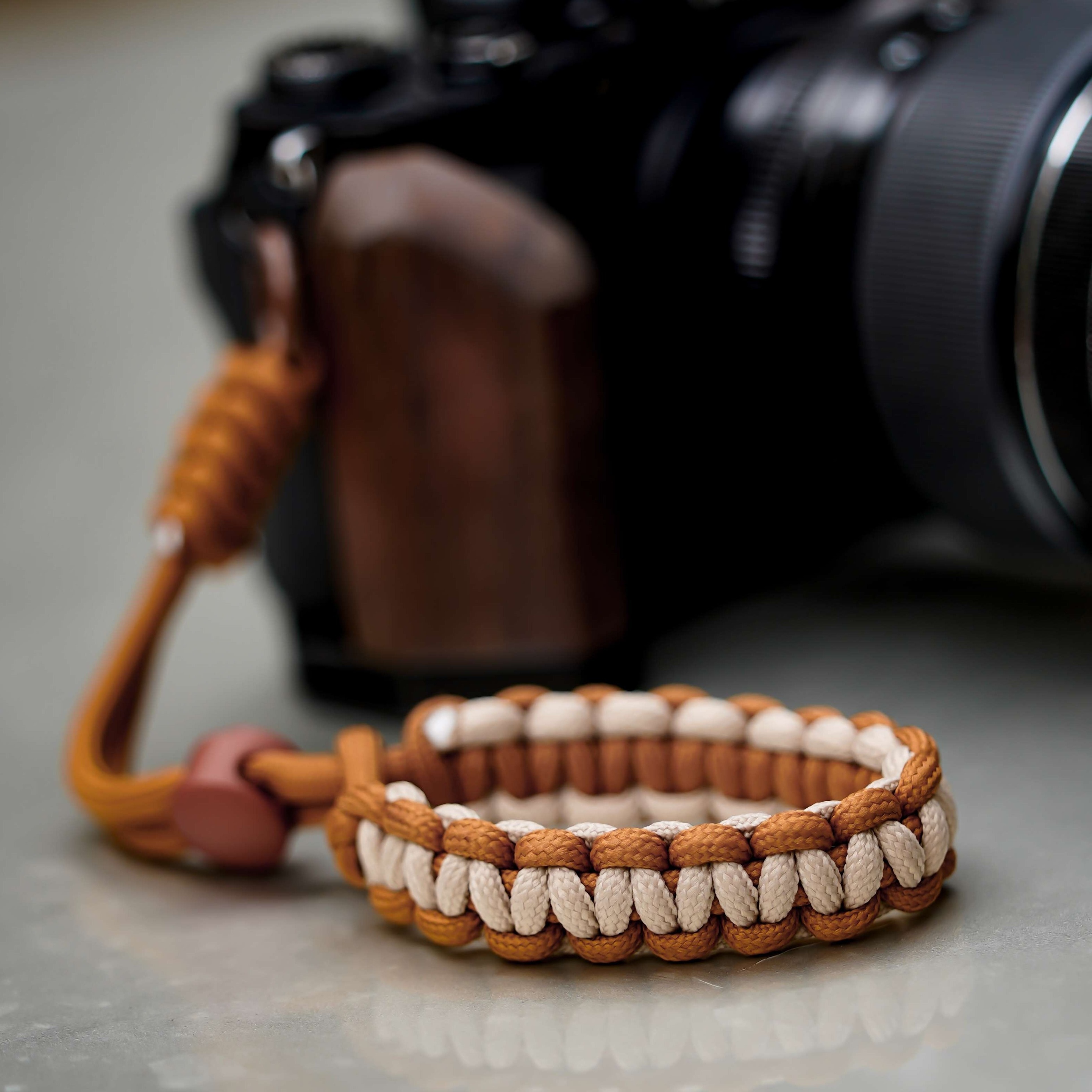 Handmade Polyamide Camera Wrist Strap, Fashionable Outdoor Dslr Hand Grip, Coffee And Brown Bracelet For Photography Enthusiasts