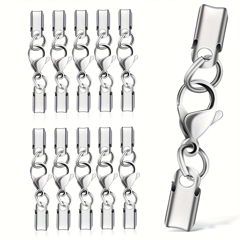 10 sets lobster clasp connectors rope end caps stainless - Temu