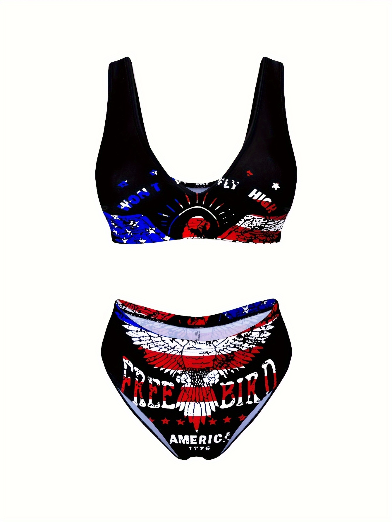 Factory Supply Fashionable Split Swimwear Women's Letter Print Two-Piece Bikini Beach Swimsuit