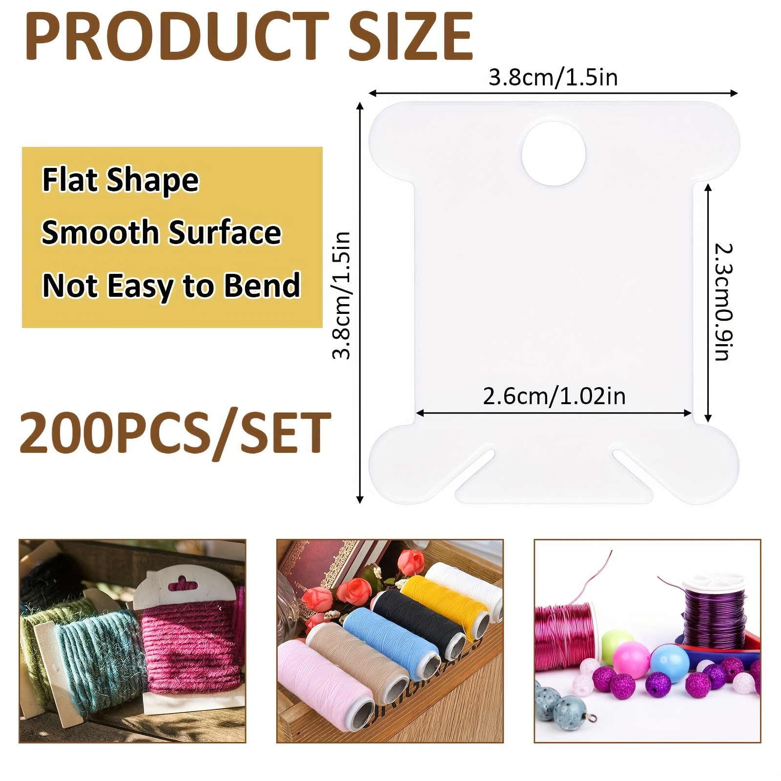 TEMU 200pcs Embroidery Thread Spools, Plastic Embroidery Thread Storage Box, White Sewing Machine Spools For Stitch, Thread Holder Sewing Storage,