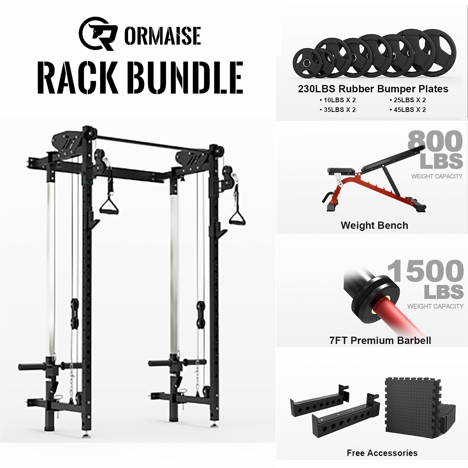 folding squat rack wall mounted power rack cable crossover Temu