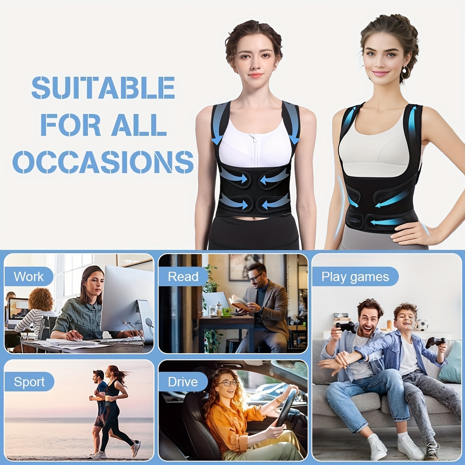 women and men adjustable back posture belt back brace for posture for women posture brace provides support and shape for neck Product details 5