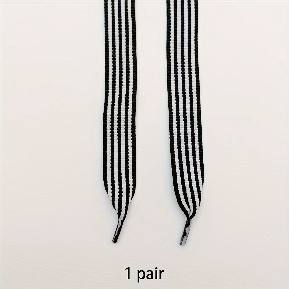 1 Pair Of 2cm Wide Flat Laces With Color Block Stripes, Suitable For Sports Shoes, Casual White Sneakers, Trendy Lacing Straps