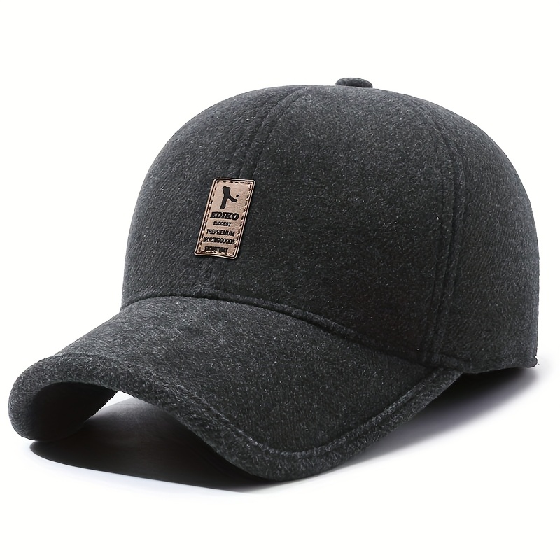 TEMU 1pc, Men's And Women's Autumn And Winter Warm Baseball Caps, Thickened Tweed Lining, Warm And Comfortable, Ear Cups Design, Suitable For Autumn