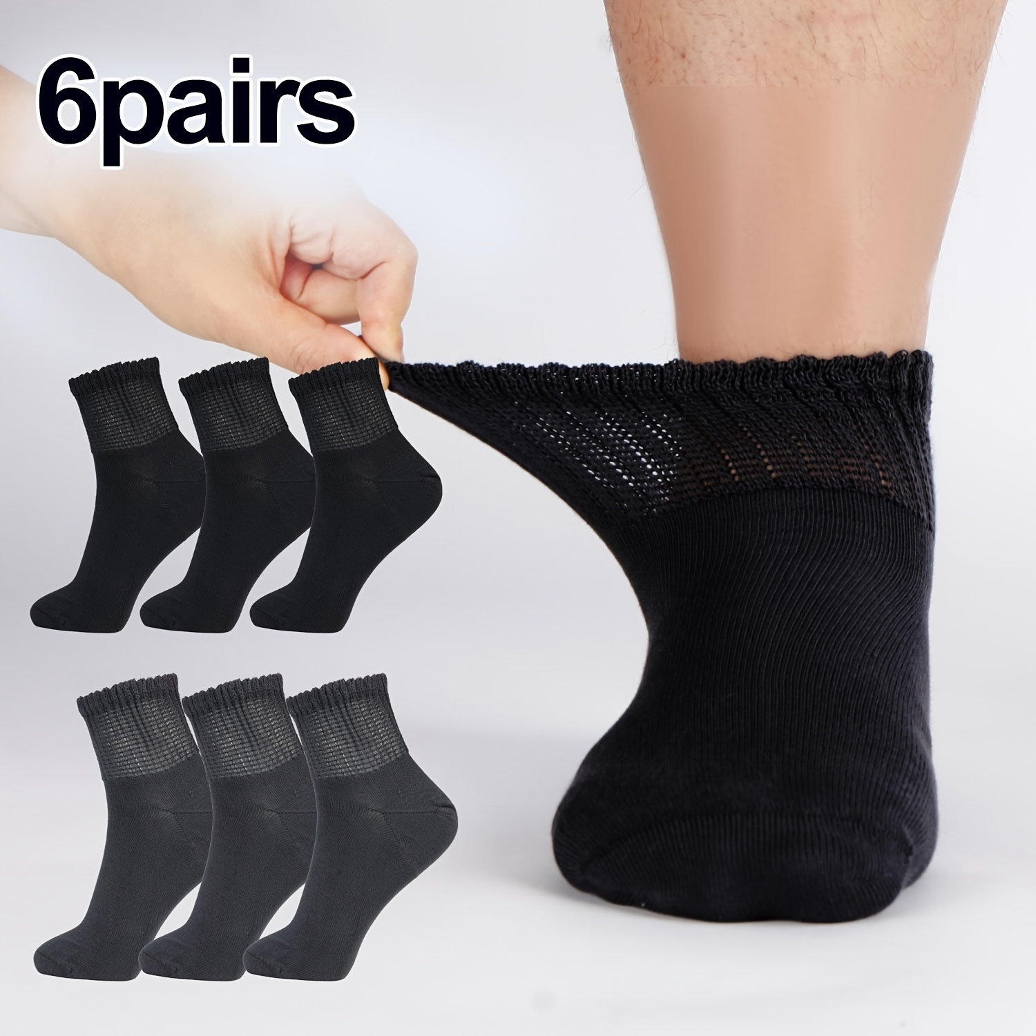 6 Pairs Unisex Socks | Viscose Blend, Non-binding Extra Wide Top, Soft & Comfortable, Breathable & Lightweight, Mixed , Suitable For Diabetics