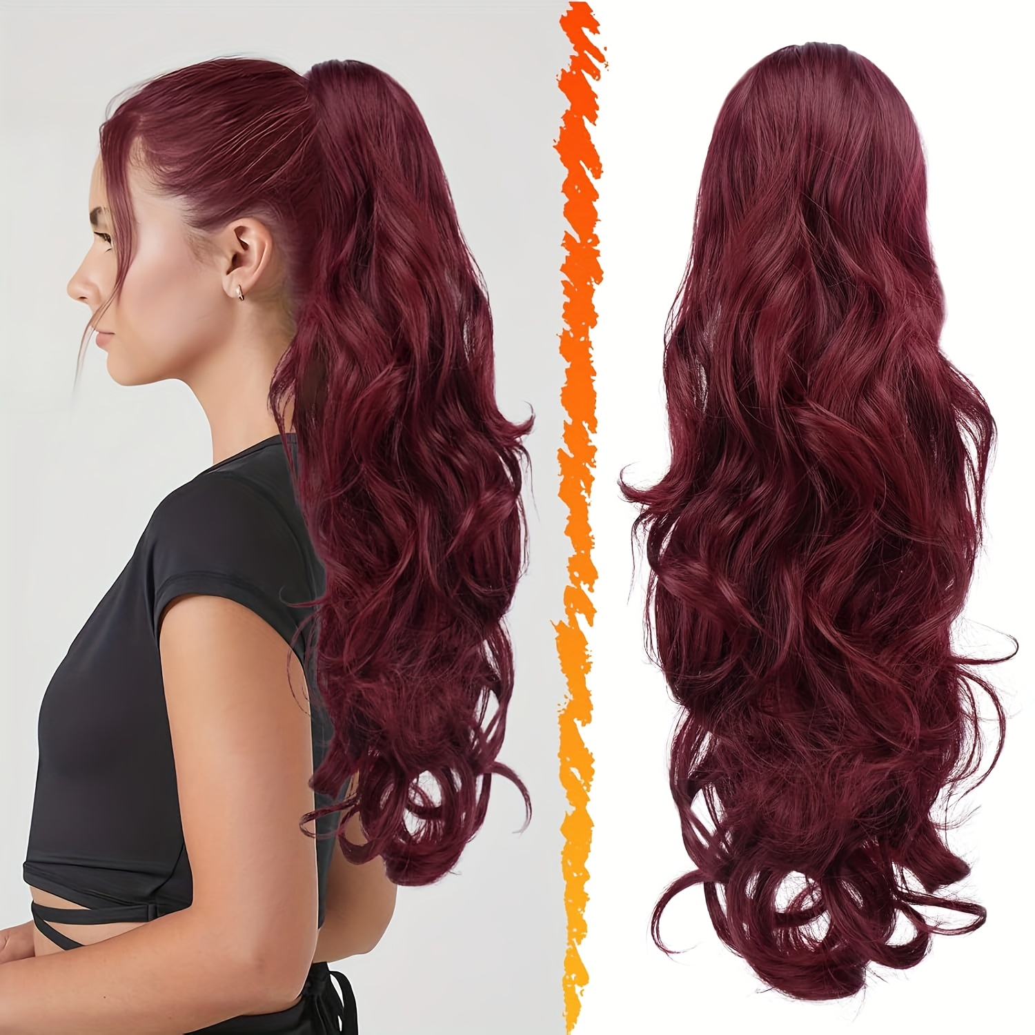 drawstring ponytail extensions 20 inch curly wavy - Temu display picture 1