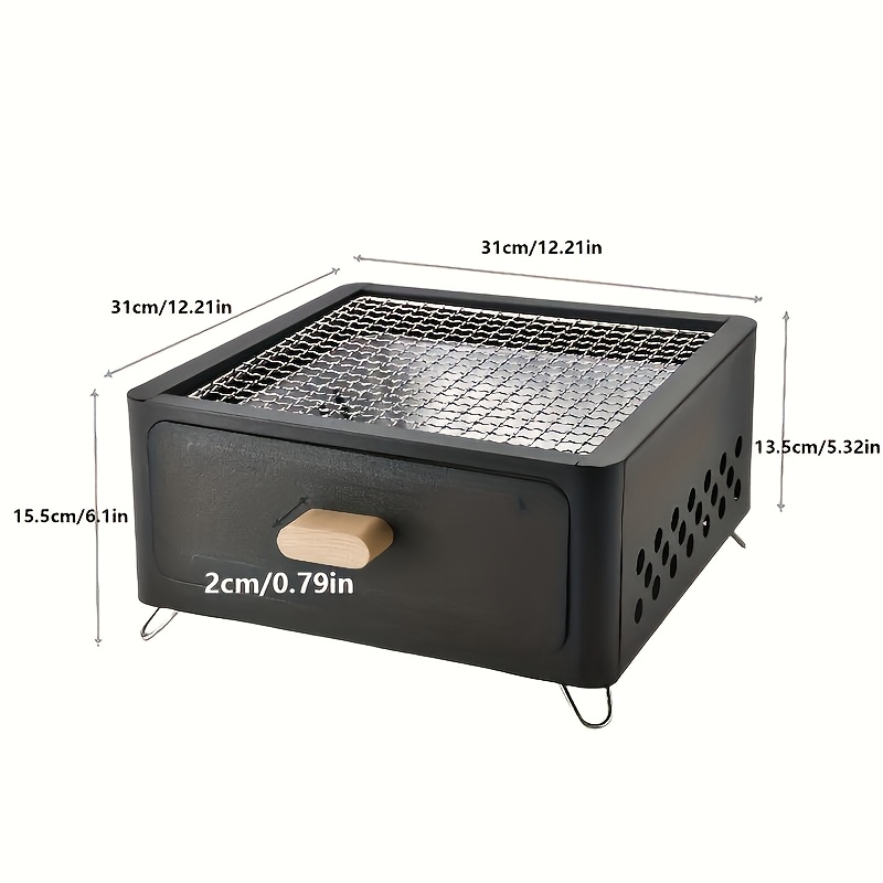 1pc Lacquered Iron Portable Square Charcoal Grill, Smokeless Outdoor Camping BBQ Oven, Suitable for Valentine'S Day, Easter, Women'S Day, Mother'S Day, Independence Day Festivities