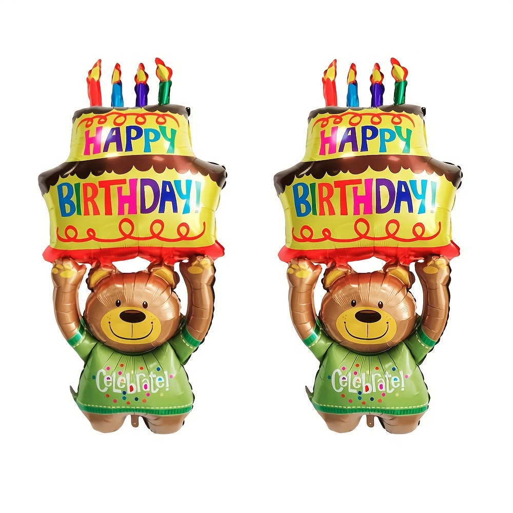 Image of 2-pack Cartoon Bear Aluminum Foil Balloons For Cake Lifting, Birthday Party Photo Props And Decoration