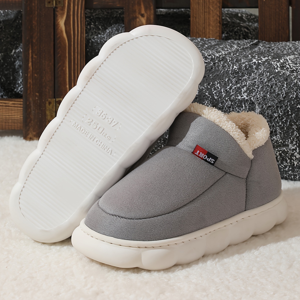 high quality winter viscose shoes for middle aged and elderly people featuring thick soles non slip design and warm lining suitable for indoor use     plush couple slippers for postpartum care Product details 3