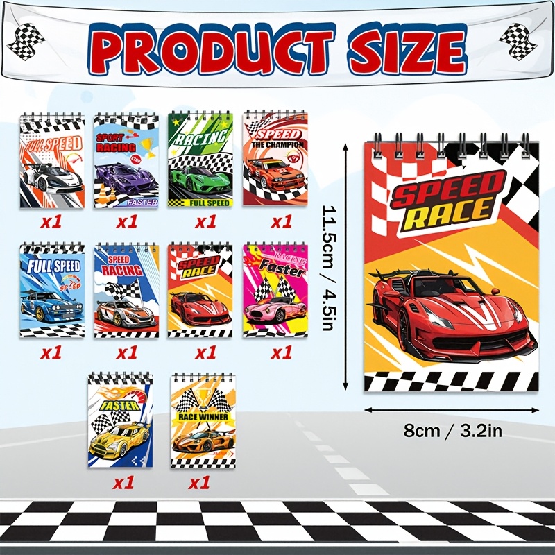TEMU 10pcs Mini Spiral Notebooks, Easy Carry Blank Notebooks, Car Theme Birthday Party Gifts, Little Pocket Notebooks, Christmas Gift Bags Fillers