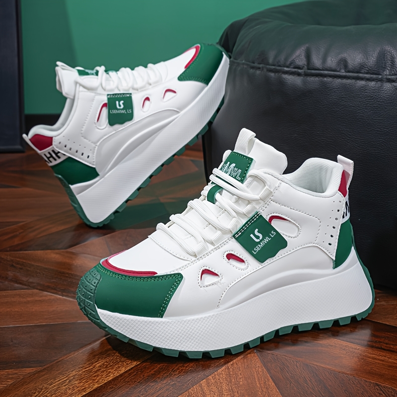 TEMU [sneakers] Women's Road Running Shoes Suitable For Outdoor Wear In , Sports Dad Shoes With Thick Soles For Height Increase, Large-size Couple