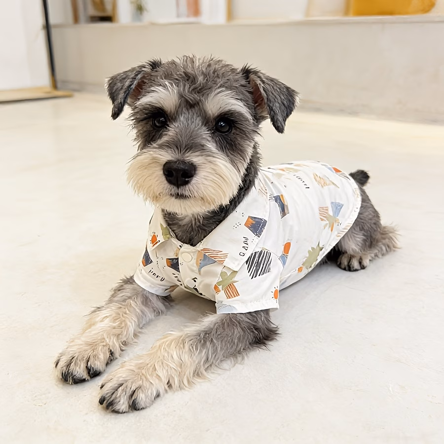 cute dinosaur print button snap pet shirt for small dogs cats lightweight breathable short sleeve puppy clothes with outfits suitable for spring summer fall winter daily wear walking travel photo props for chihuahua Product details 3