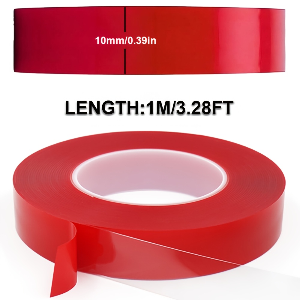 Heavy-duty Dual-sided Nano Tape: Transparent Acrylic Adhesive For Carpets, Wall Decor, Diy Crafts, Posters & Led Lights - Waterproof, No Residue, High Temperature Resistant, Red