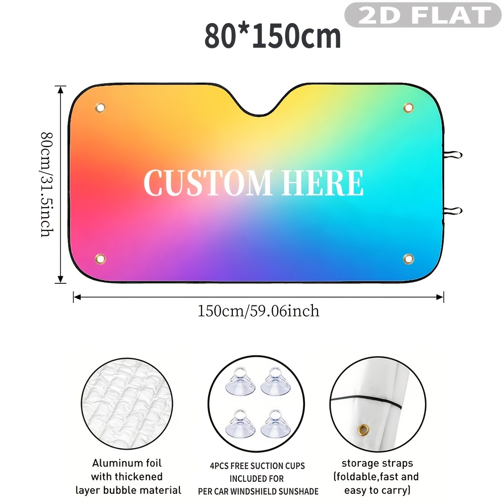 TEMU Custom 2d Flat 1pc Car Windshield Sunshade, With 4 Suction Cups, Starry Front Window Cover, Foldable Starry Sky Windshield Sun Shade Protector
