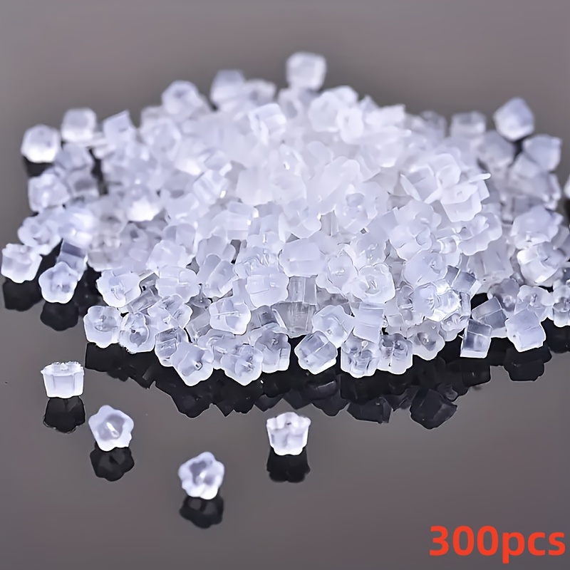 TEMU 150/300 Piezas Tapones de Goma para Aretes, Forma de Transparente, Protectores de Seguridad para Aretes de Perno, Silicona Plástica