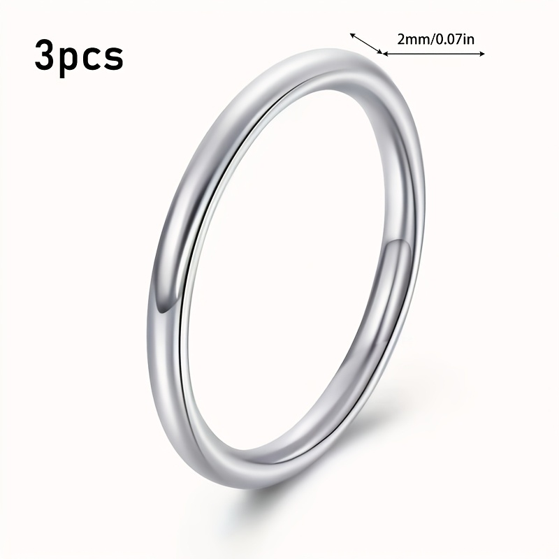 3pcs Women's Stainless Steel Stacking Rings Set, Minimalist