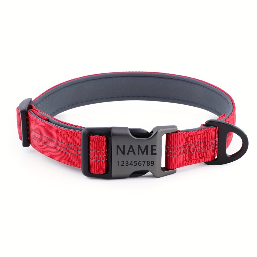 TEMU [customized] 1 Personalized Reflective Dog Collar - Customizable Name Phone Cat Id Tag - Anti-lost Dog Collar, Suitable For Daily Wear, Durable