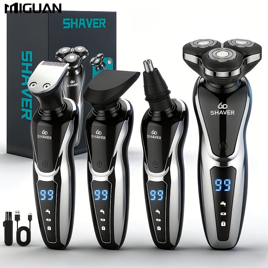 Electric Razor for Men, 3in 1/ 4in 1 Electric Shaver Nose Hair Trimmer USBRechargeable Portable Razor 3D Floating Blade Digital Display ShavingBeard Machine