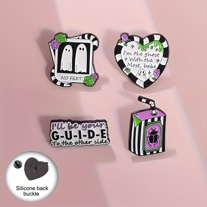 

Alloy Cartoon Brooches & Pins Set - 1-4pcs Heart-shaped & Quirky Enamel Lapel Pins, No Gem Inlay, Halloween Themed Badges, Ideal For & Gifting, Compatible