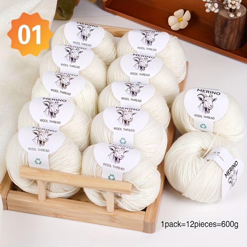 Image of 600g (17.6oz) Luxury Set 100% Merino Medium Fine Thread 12 Pack Hand Woven Yarn Friendly Non Stitching Non Pilling Suitable For Hand Woven Sweaters, Scarves, Hats, Socks, Cardigans And Woven Products