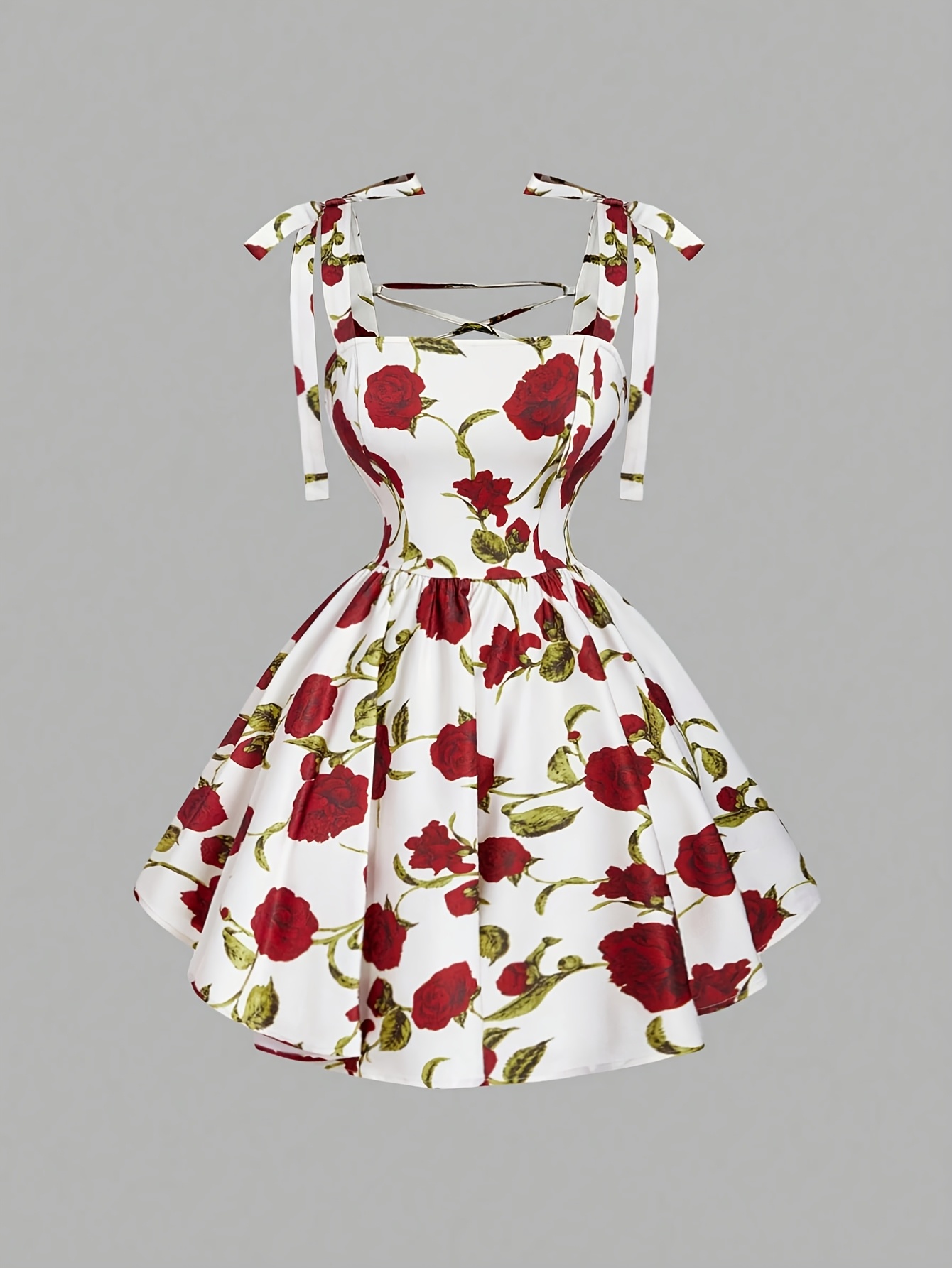 New Stylish Sweet And * Retro Romantic Women'S Elegant Sleeveless Mini  Dress New Year Styling Style Holiday Wear Style Floral Print Party  Graduation Dress Style Beach * Fairy Retro Style ...