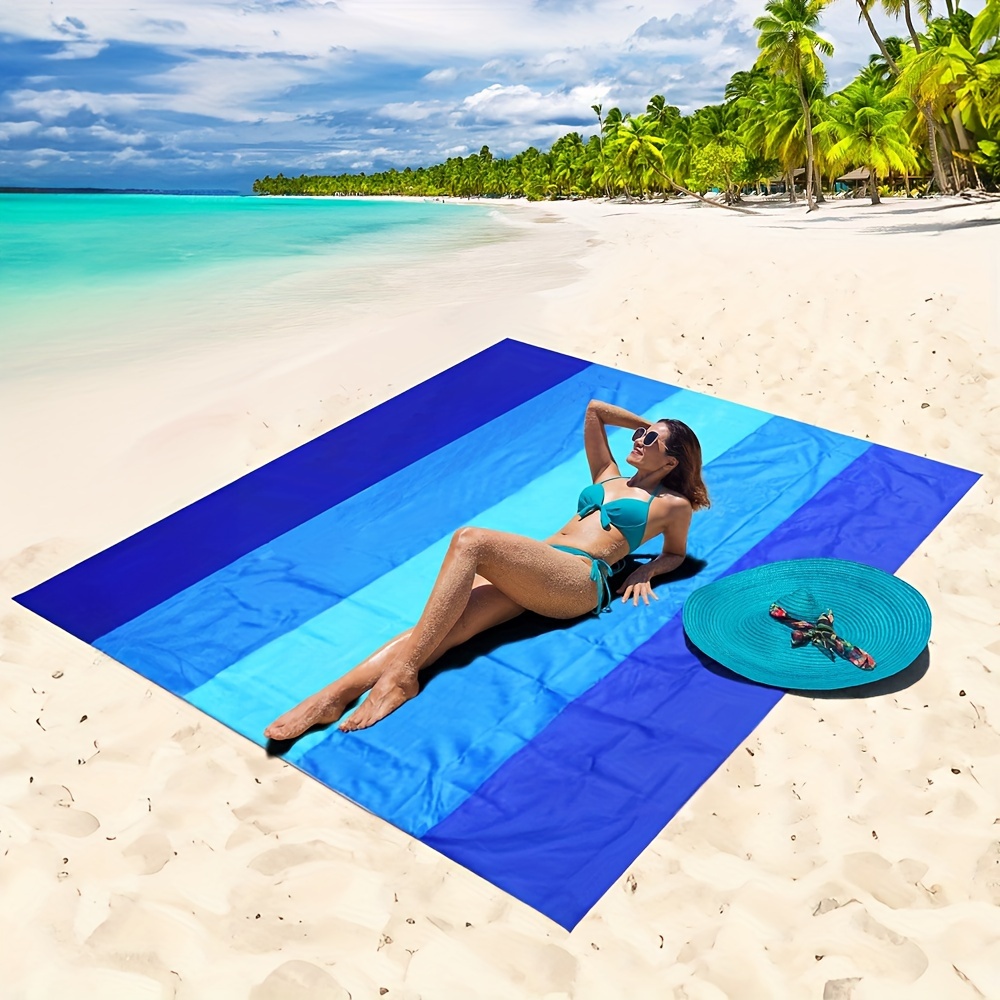 Large Beach Blanket With Umbrella Hole ZUBOND 80''x80