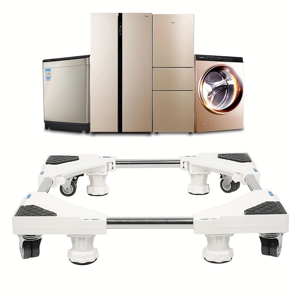 Socle pour machine à laver, longueur réglable 42 cm - 64 cm, socle pour machine à laver et réfrigérateur, charge supportée 300 kg, socle pour sèche-linge avec 4 roues, support mobile pour appareils électroménagers